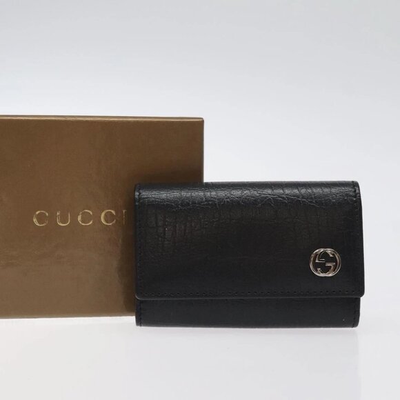 GUCCI Key Case Leather Black 115225 Auth am8361 - Picture 1 of 16